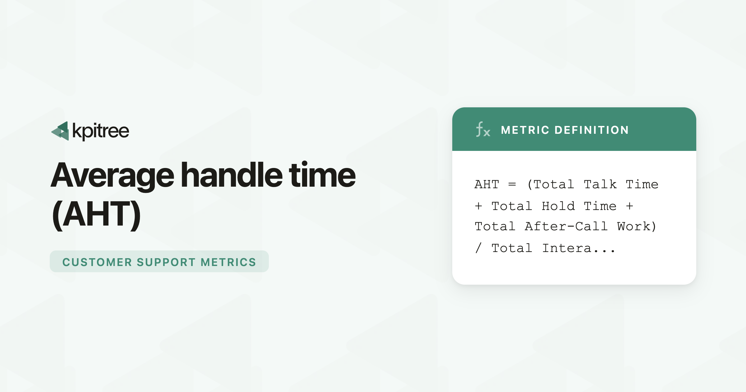 Average Handle Time (AHT) - KPI Tree