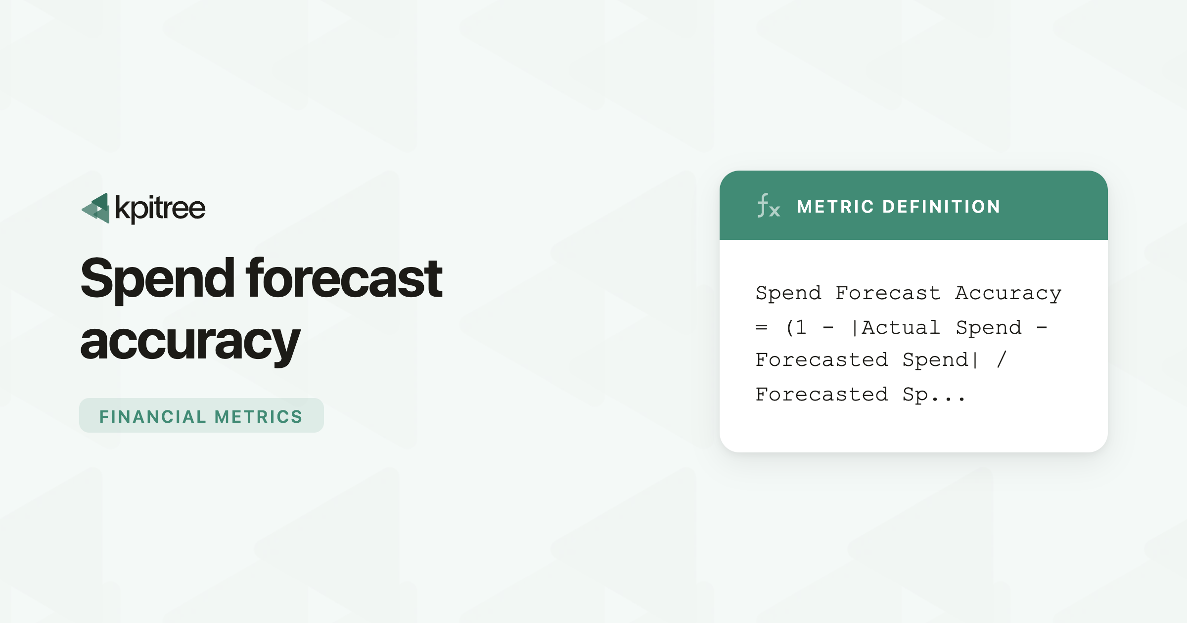 Spend Forecasting Spend Forecast Accuracy - KPI Tree