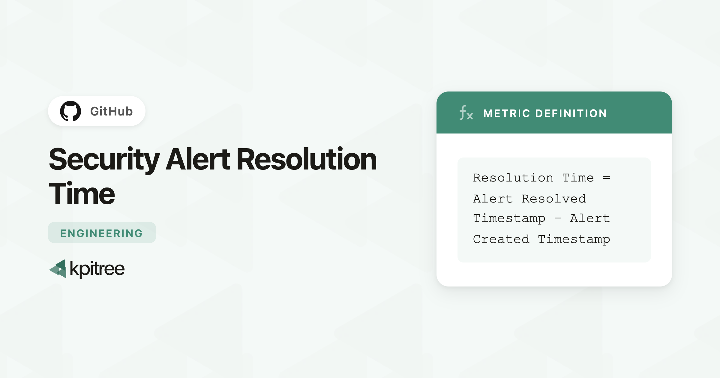 Security Alert Resolution Time for GitHub - KPI Tree