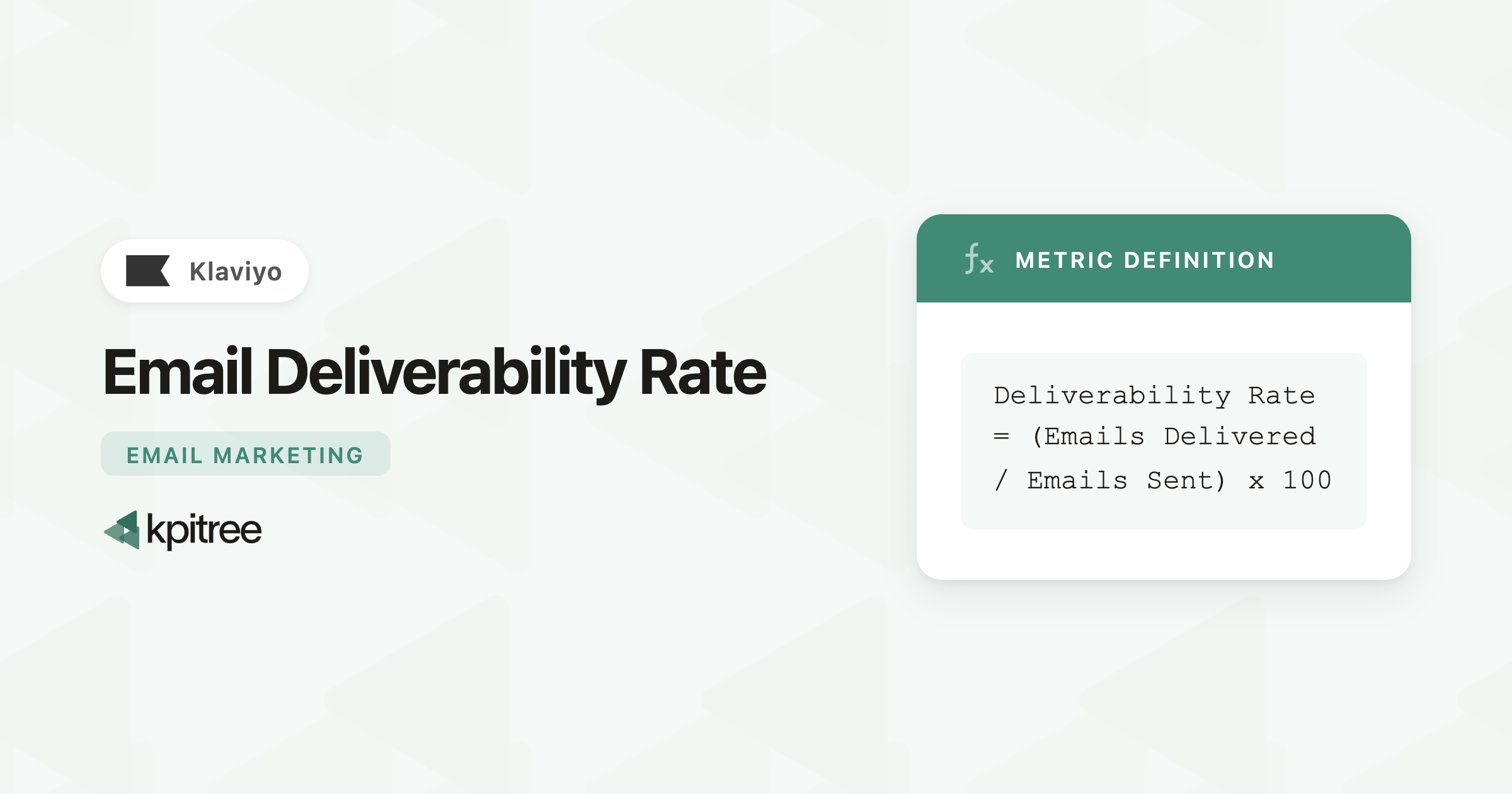Email Deliverability Rate for Klaviyo - KPI Tree